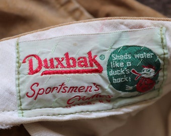 Vintage 1950s 50s 1960s 60s Duxbak hunting trousers pants work workwear  chore tin cloth duck cotton canvas 35” x 28” field utility