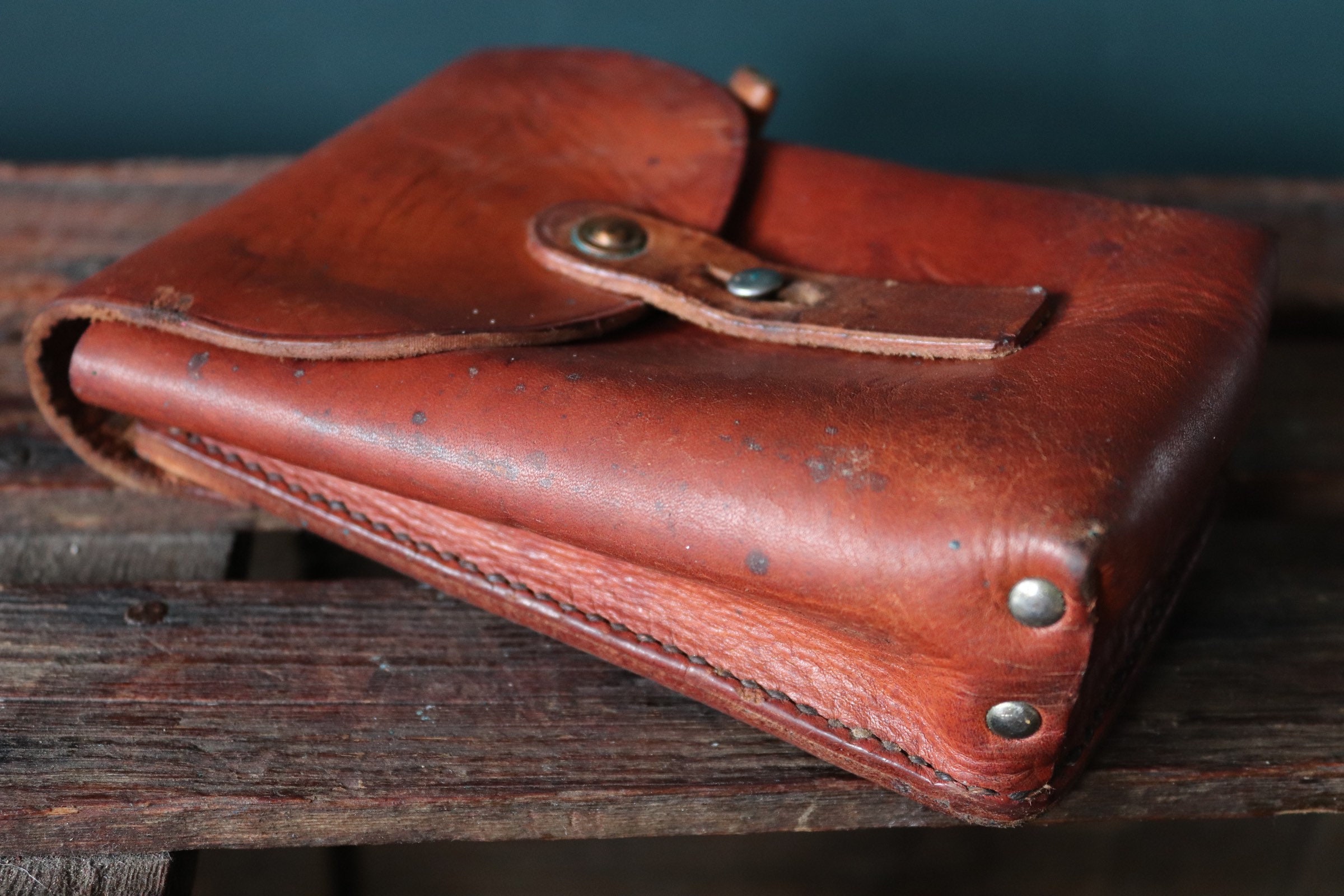 Vintage 1930s 30s 1940s Swedish army military brown leather hip belt