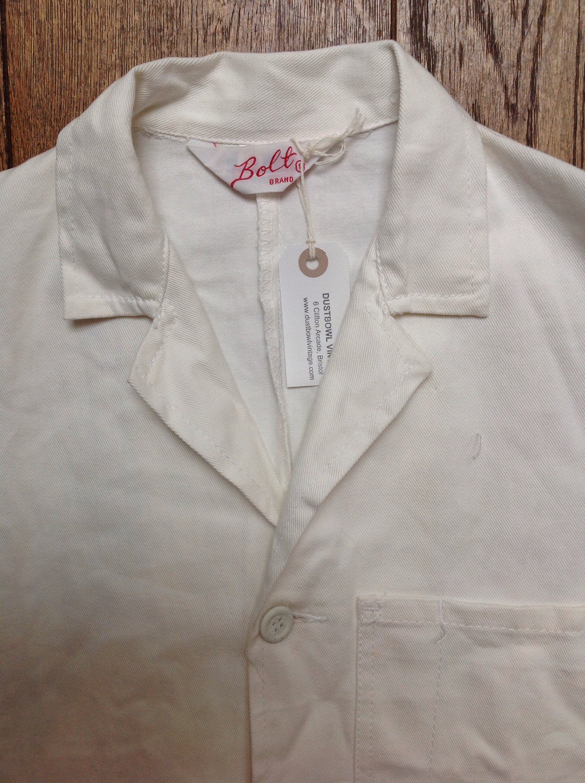 Vintage white cotton overalls shop coat mechanics butchers workwear