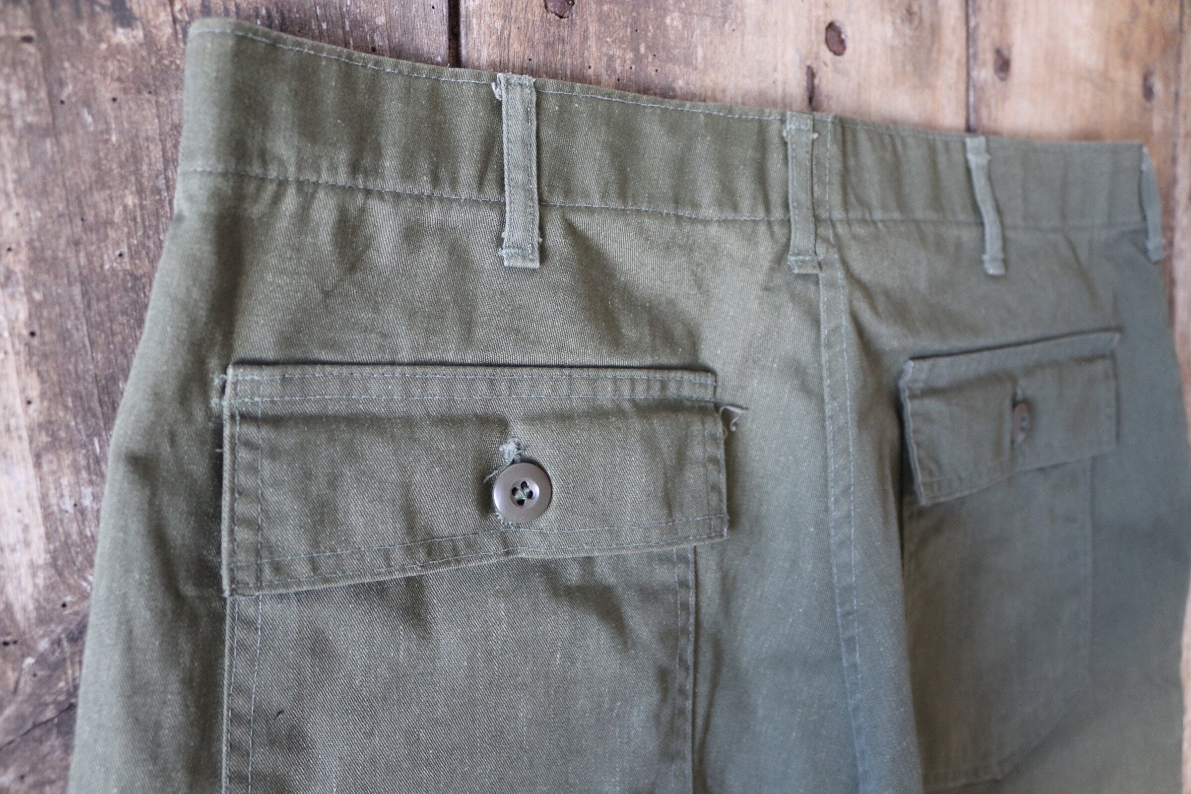 Vintage 1970s 70s US Army khaki green military utility trousers pants ...