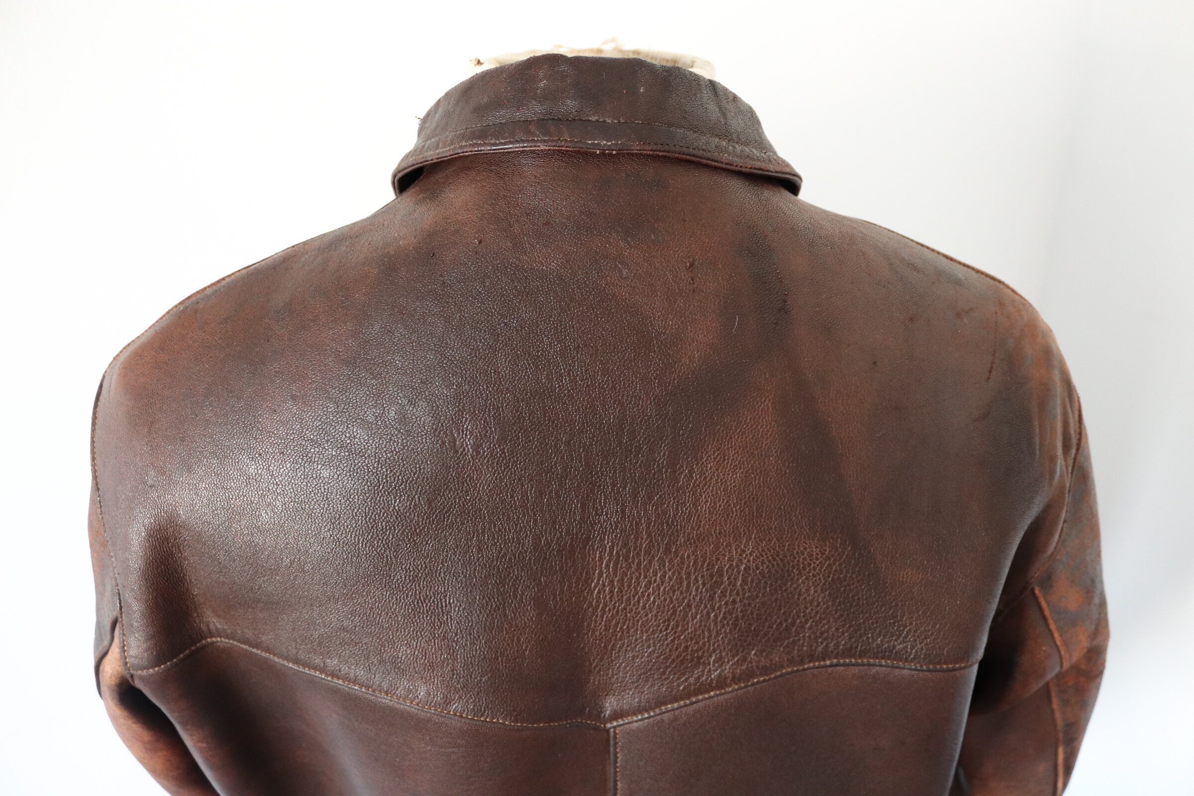 RESERVED Vintage 1940s 40s French brown leather blouson cyclist