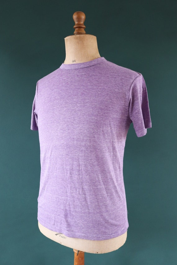 Vintage 1980s 80s 50/50 purple marl sportswear plain paper thin t shirt 38” chest surf sports