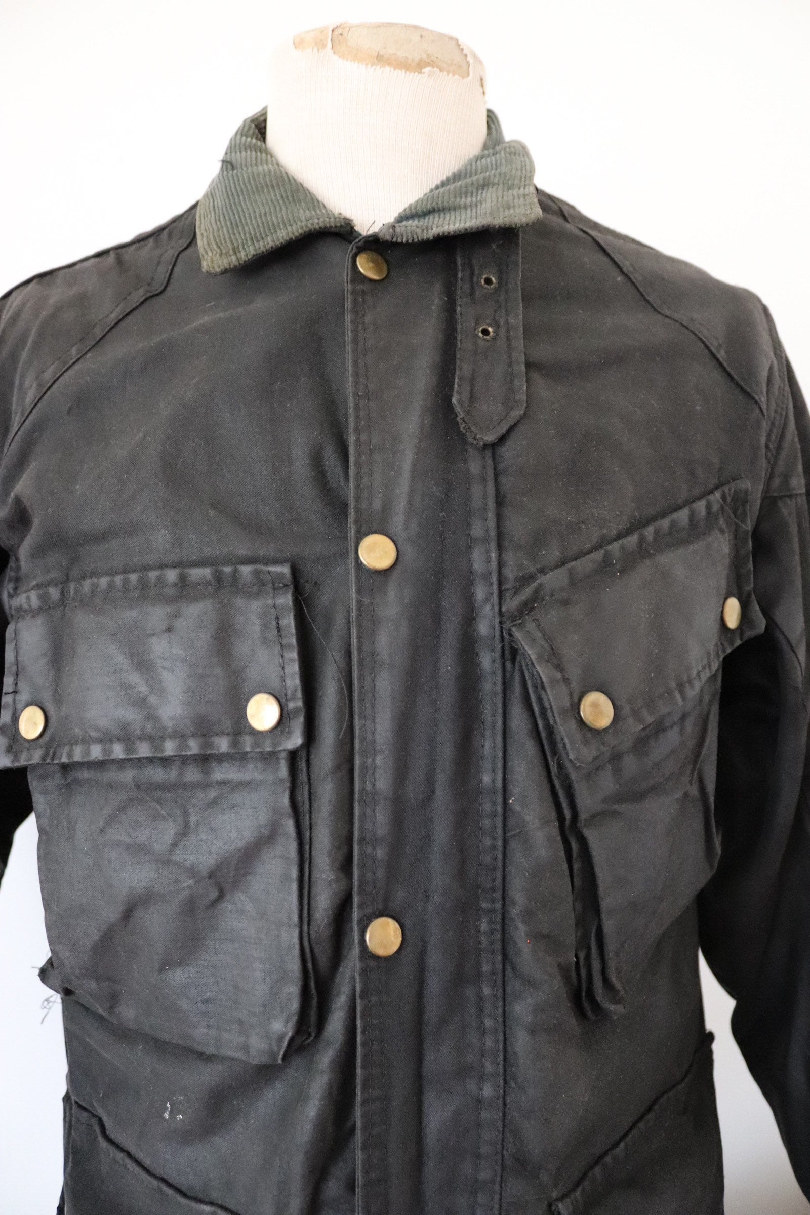 Vintage 1970s 70s Sylman black waxed cotton jacket motorcycle biker ...