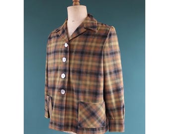 Vintage women’s Pendleton 49er jacket - autumn colours - 1950s plaid wool - 48" chest