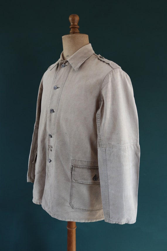 Vintage 1930s 30s 1940s 40s Swedish WW2 military civil defence army field cotton jacket tunic 42” chest work workwear chore
