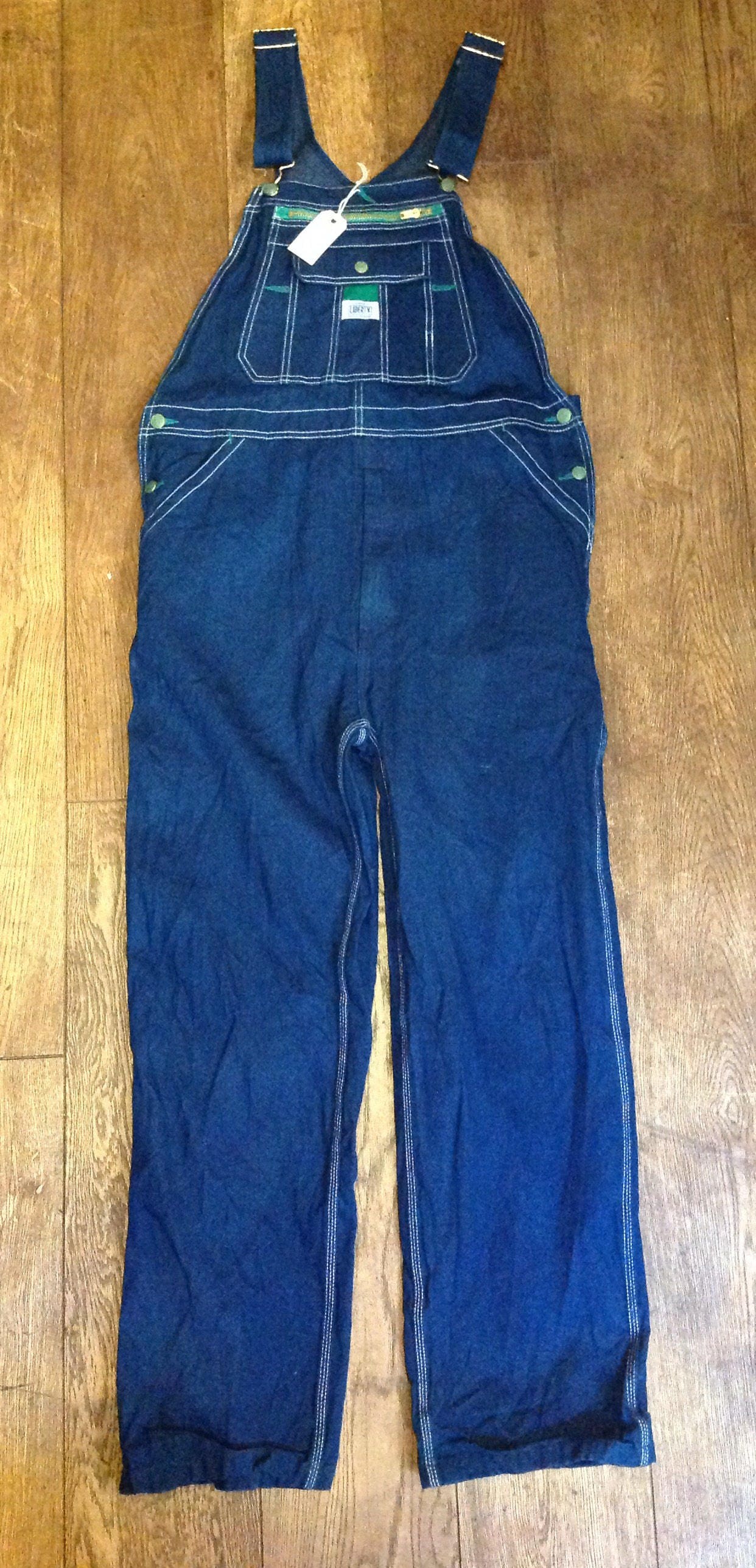 Vintage blue indigo denim Liberty overalls dungarees bib and brace ...