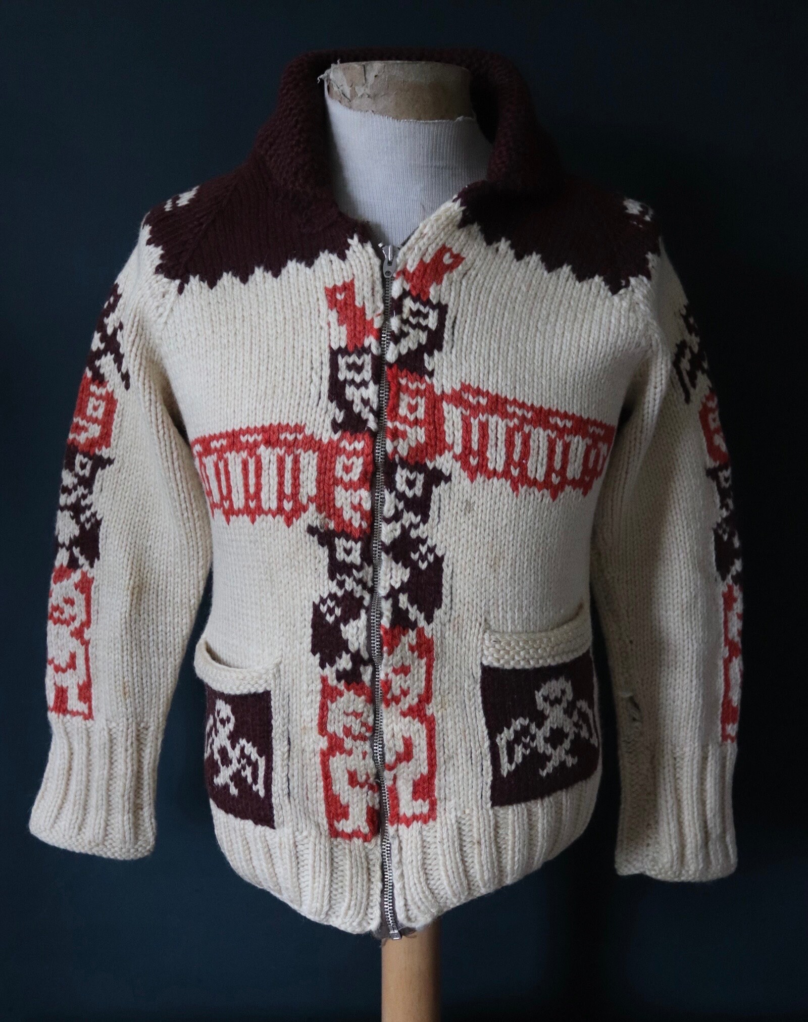 vintage cowichan usa lightning zip 60s 70s カウチン セーター 