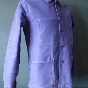 Vintage 1960s 60s French blue moleskin work jacket workwear chore faded 41 chest bleu de travail image 7