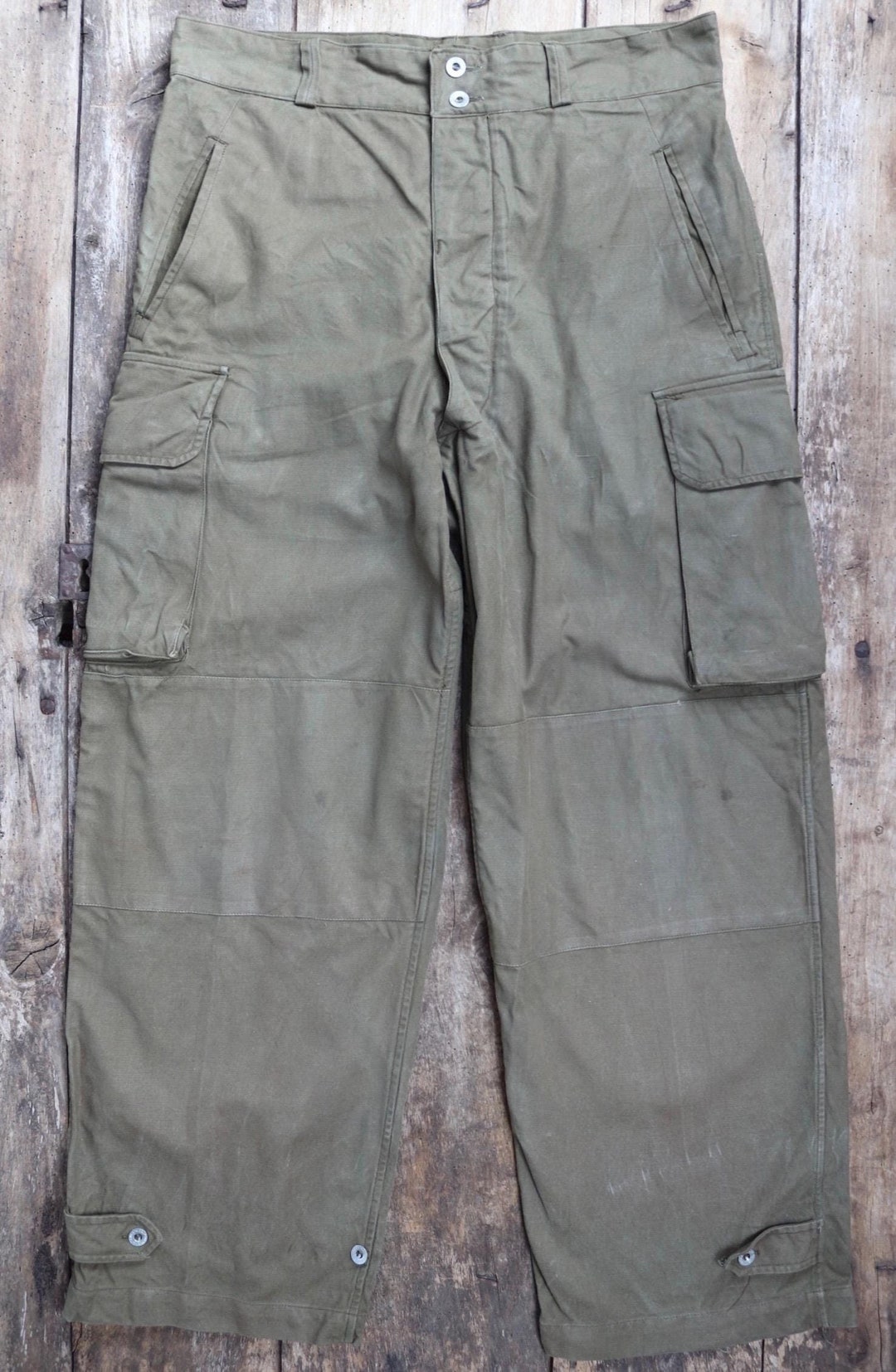 1950s Vintage French Military Army M47 Cargo Pants Heavy