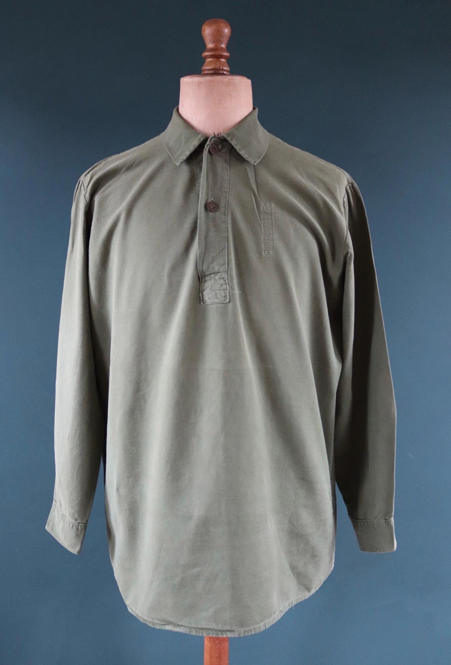 Vintage 1970s Swedish Military Shirt - M59 - Army Workwear