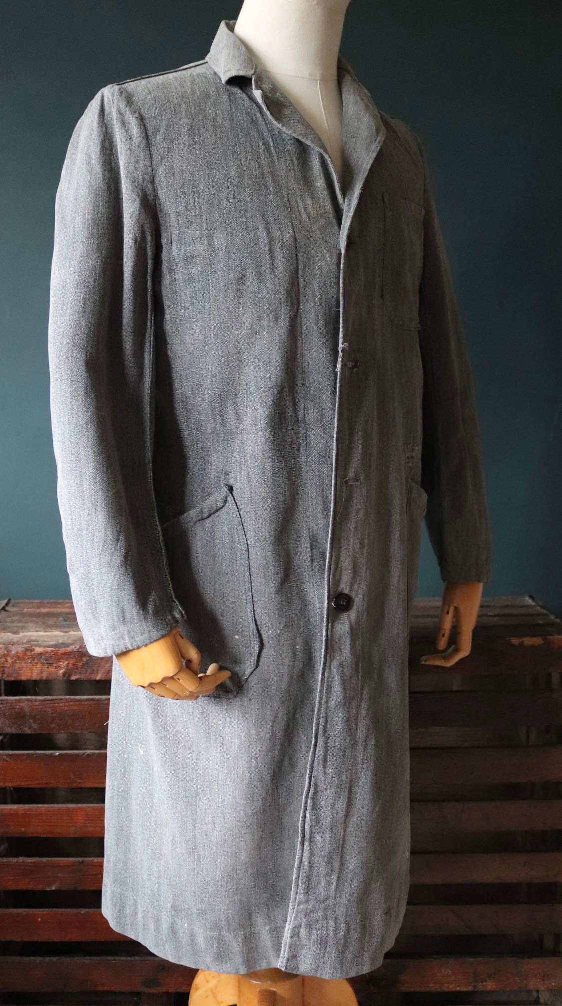 Vintage 1950s 50s French Salt Pepper Grey Work Coat Jacket - Etsy