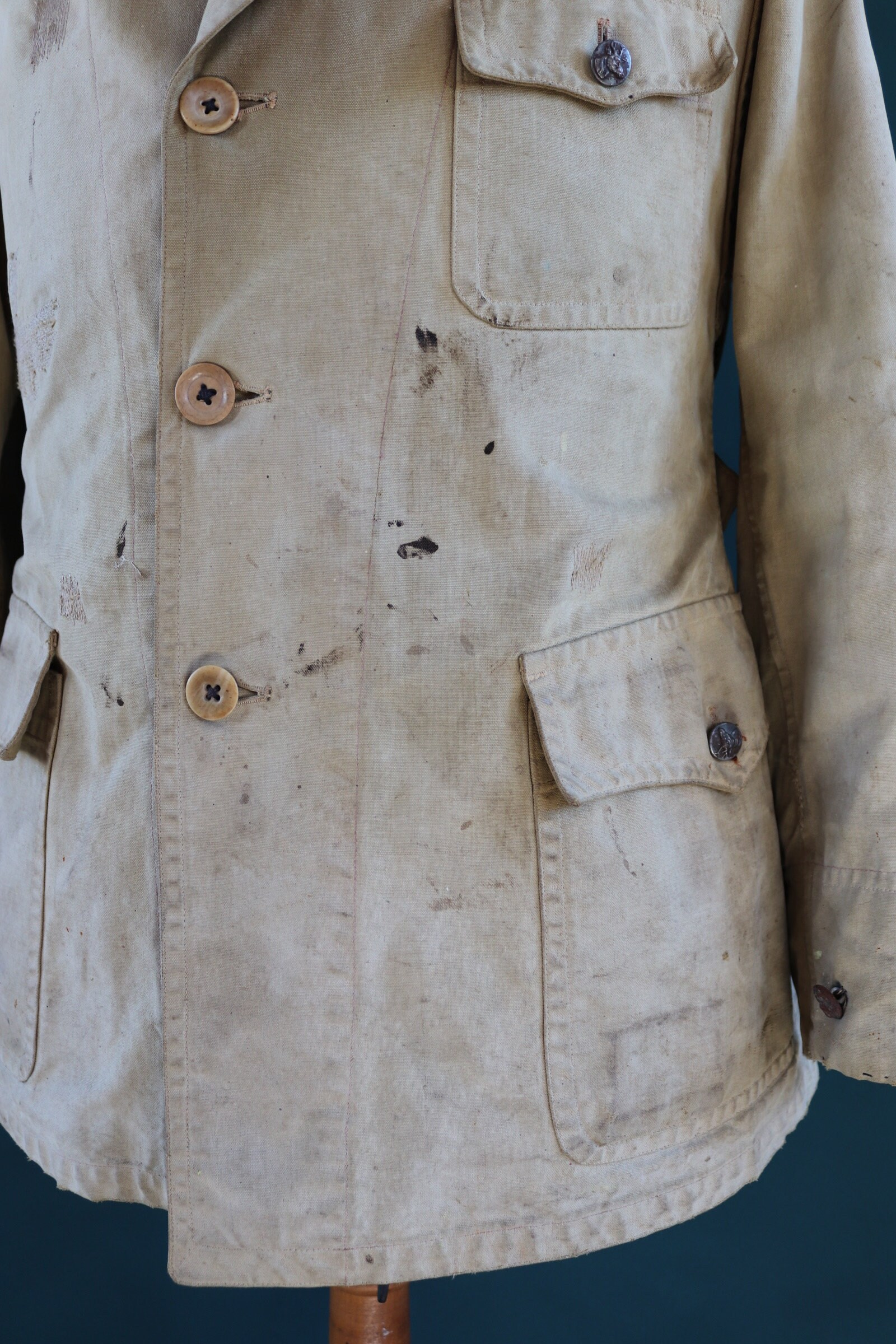 Vintage 1920s French Workwear Jacket - Antique Chore Coat - Half