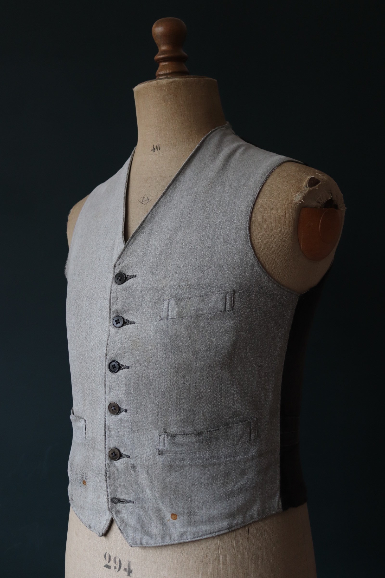30's French Wool Moleskin Gilet Jacket | chidori.co
