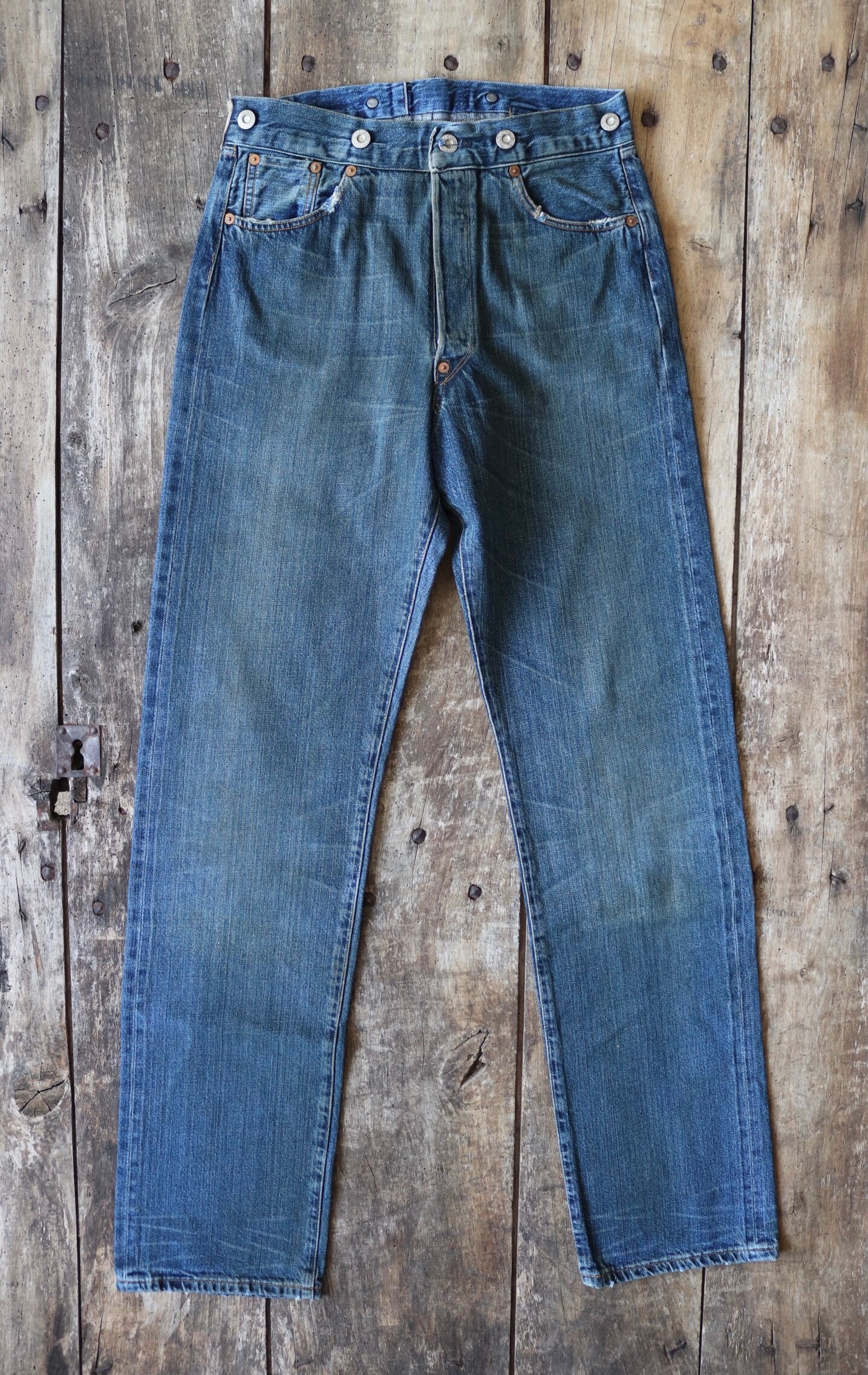 Vintage 1990s 90s deadstock LVC Levi Strauss Levis 1890s buckle cinch back jeans no tab single