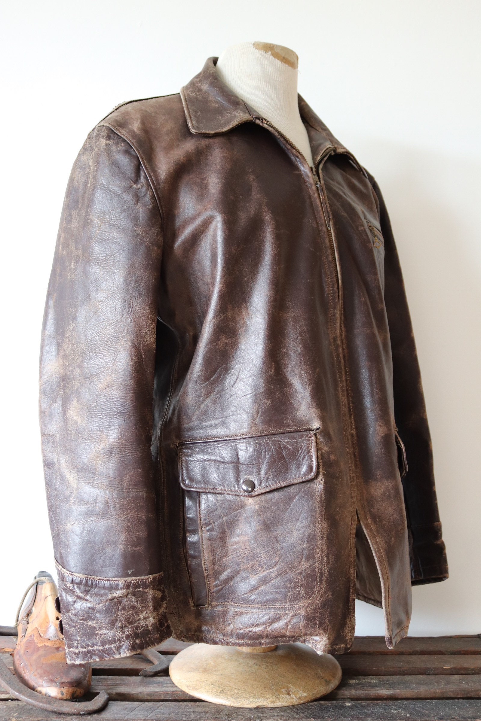 Vintage 1940s 40s 1950s 50s Sears Roebuck Hercules horsehide brown