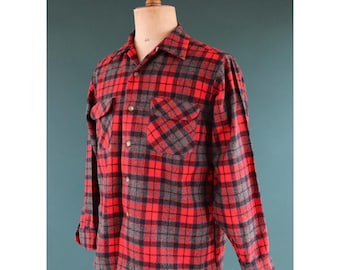 1960 年代 ペンドルトン 100% ウール シャツ レッド チェック柄 - Etsy