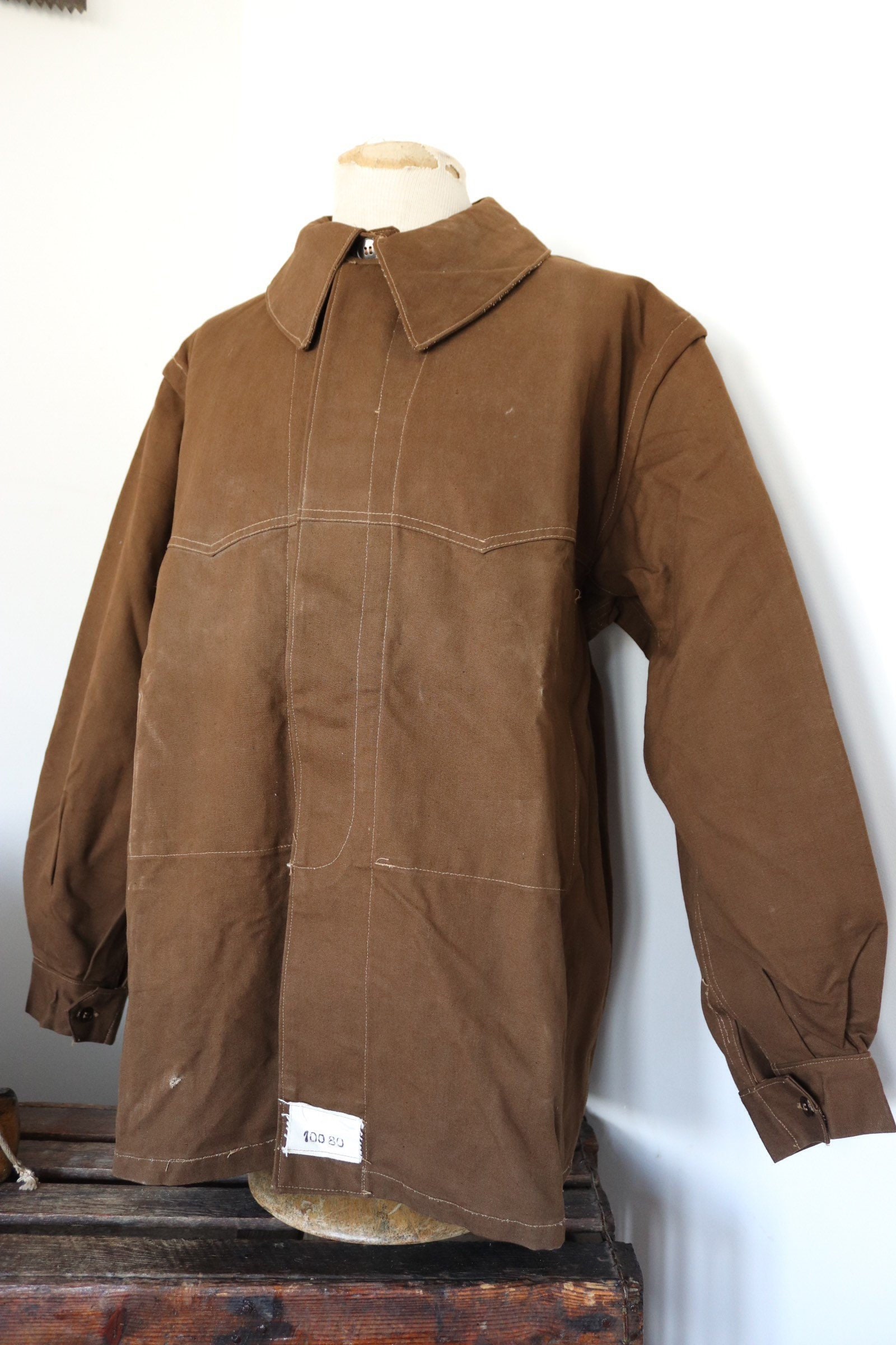 Vintage 1960s 60s french brown cotton canvas SNCF train railway ...