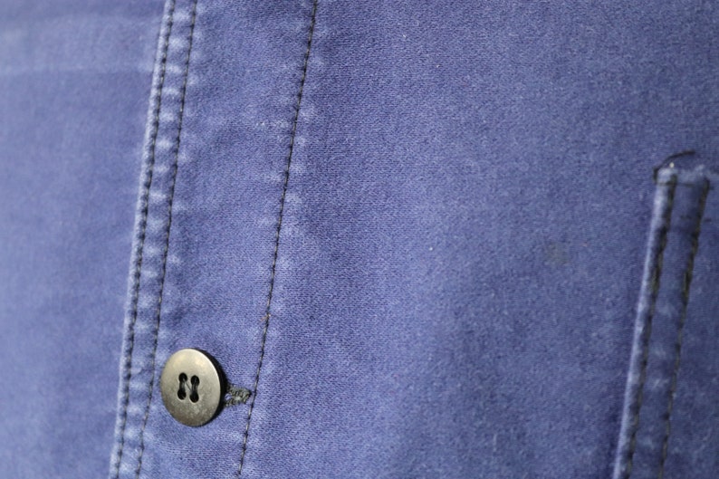 Vintage 1960s 60s French blue moleskin work jacket workwear chore faded 41 chest bleu de travail image 5