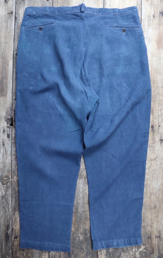 Vintage 1930s 30s 1940s 40s French indigo linen m… - image 10