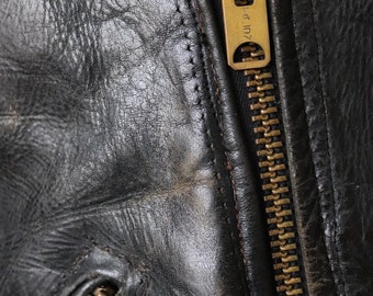 値下げ！未使用 流行りのゆったりシルエットMUSHER ブラックシープレザー Vintage 1950s Buco leather jacket - PJ-27 - black steerhide
