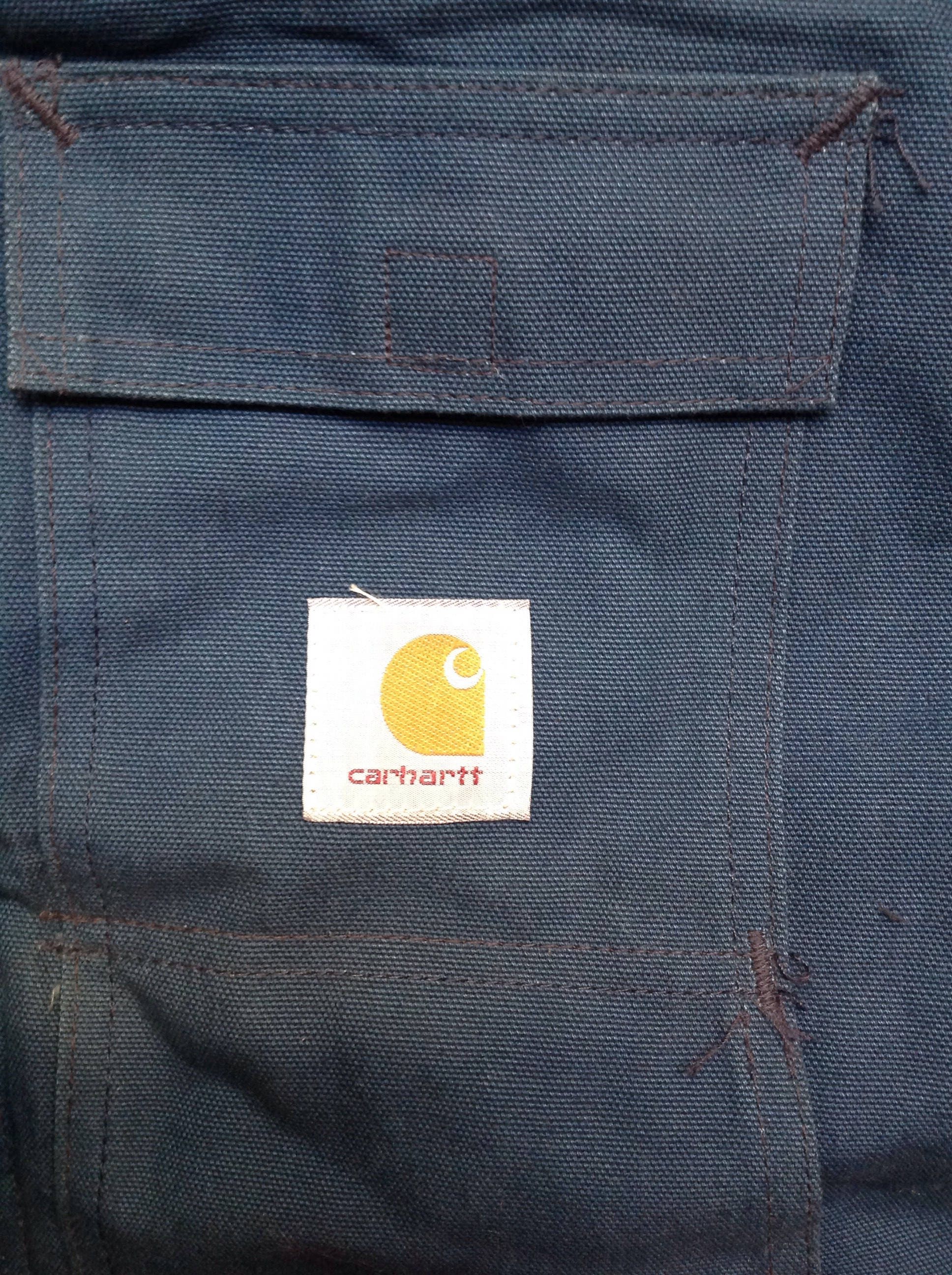 Vintage petrol blue cotton canvas Carhartt Detroit work chore jacket ...