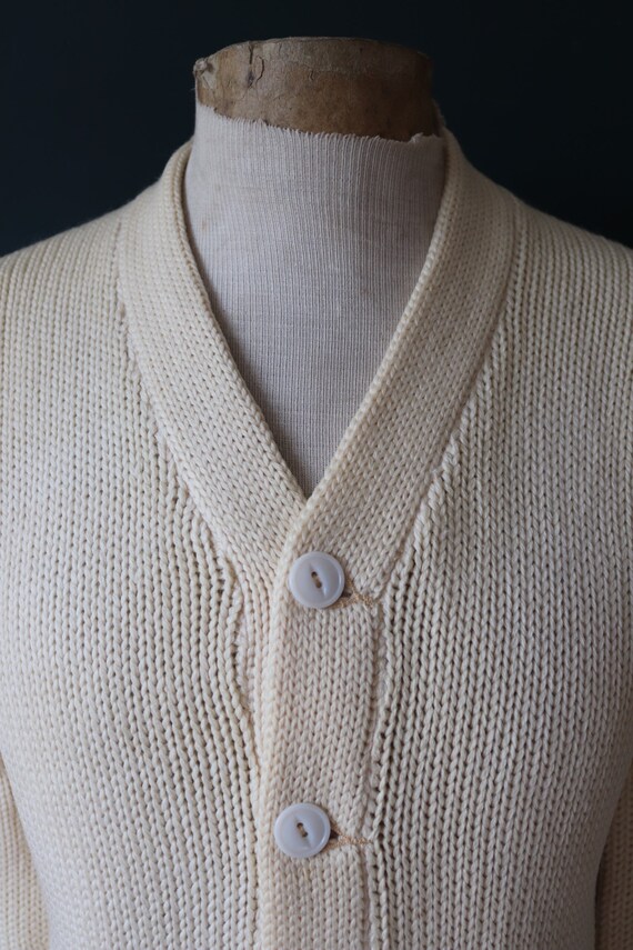 Vintage 1950s 50s American USA cream wool knitted… - image 2