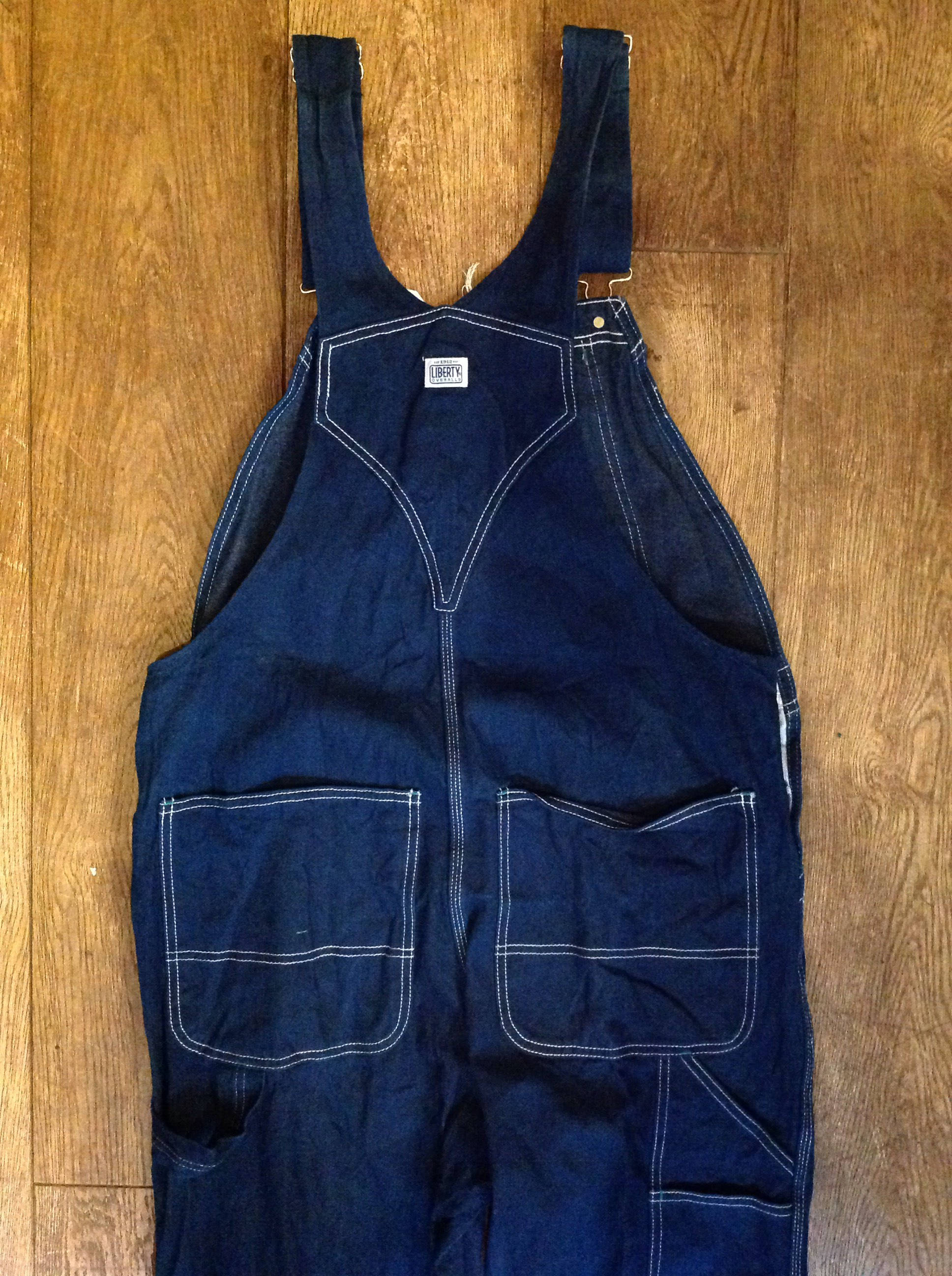 Vintage blue indigo denim Liberty overalls dungarees bib and brace