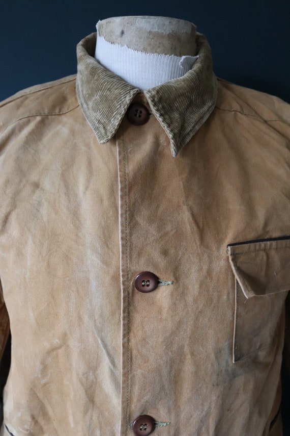 Vintage 1940s 40s 1950s 50s Duxbak Duck Cotton Canvas Tin Cloth Hunting Shooting Jacket 49 Chest Workwear Work Chore