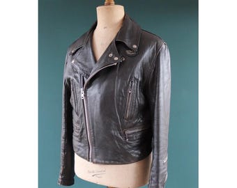 Rare Vintage 80s TT Leathers Essex Distressed Leather Motorcycle