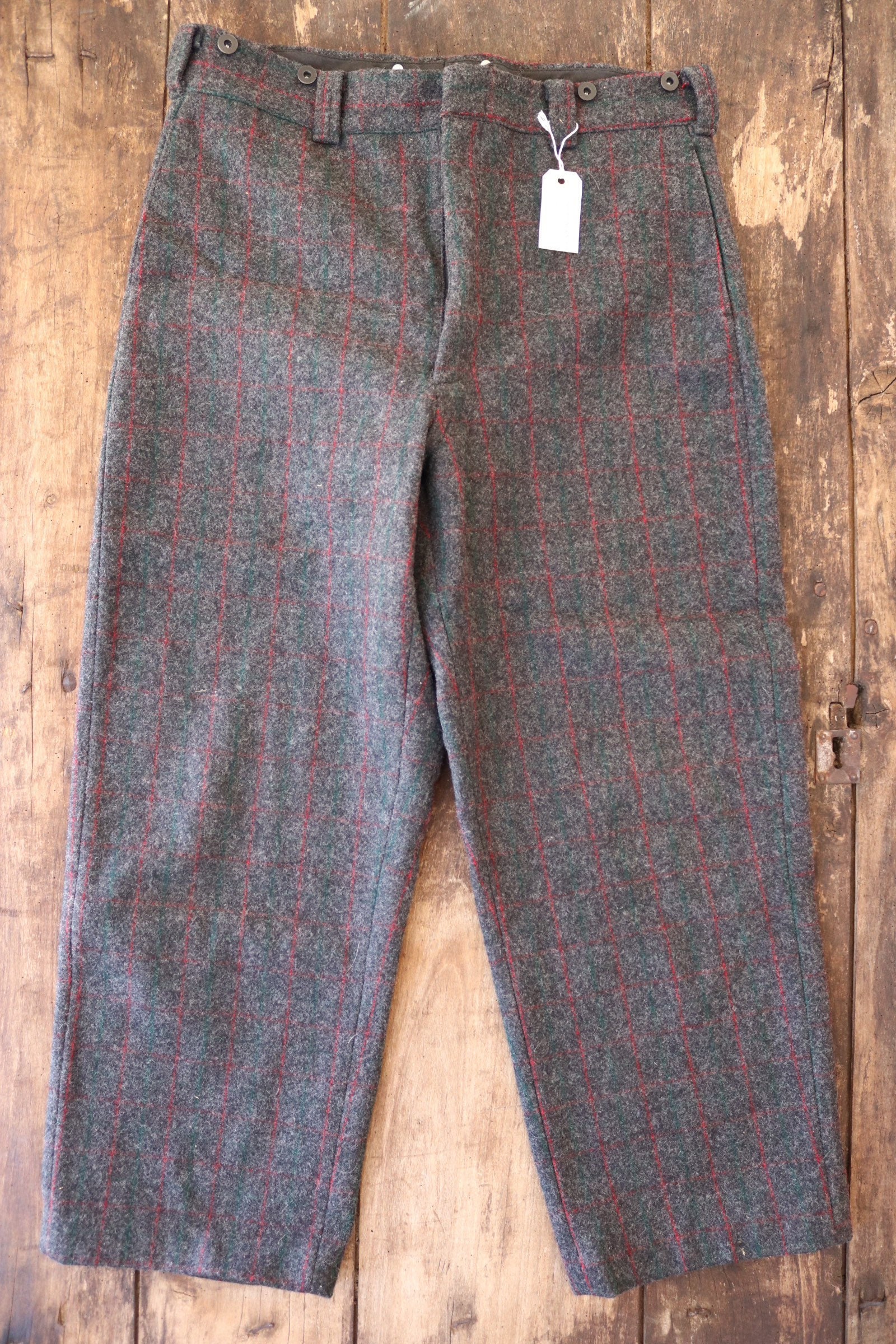 Vintage Woolrich grey red green checked plaid wool hunting trousers ...