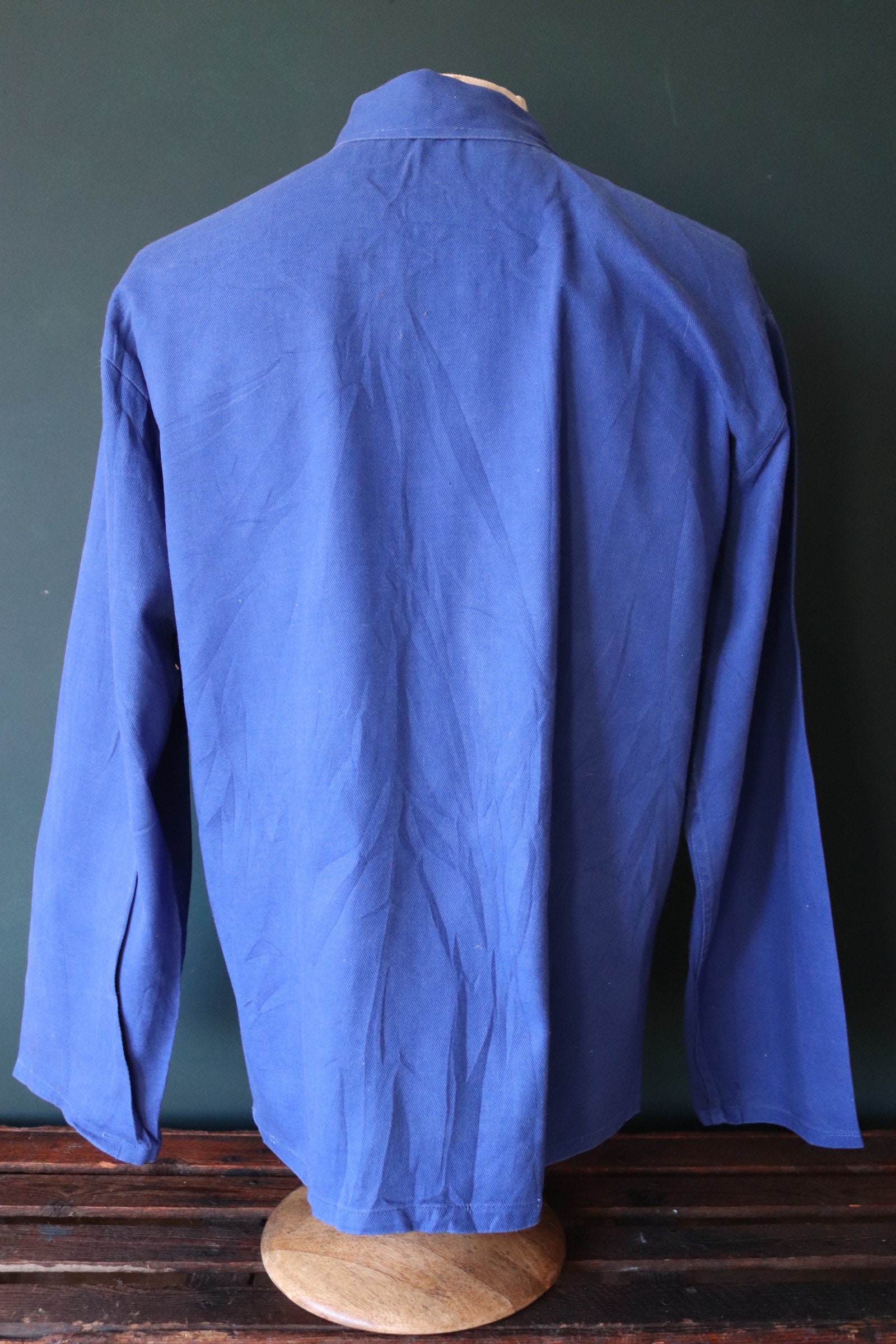 Vintage 1970s 70s French cobalt blue work chore jacket workwear 45 ...