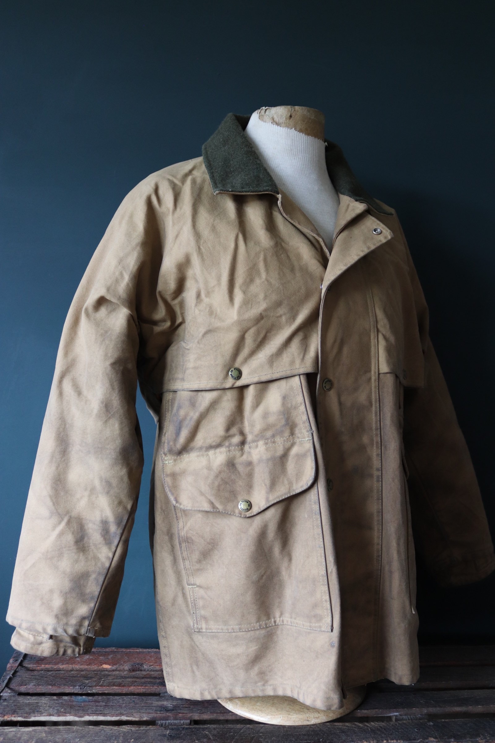 Vintage CC Filson tin cloth paraffin waxed cruiser jacket XL Vintage CC Filson tin cloth paraffin waxed cruiser jacket XL