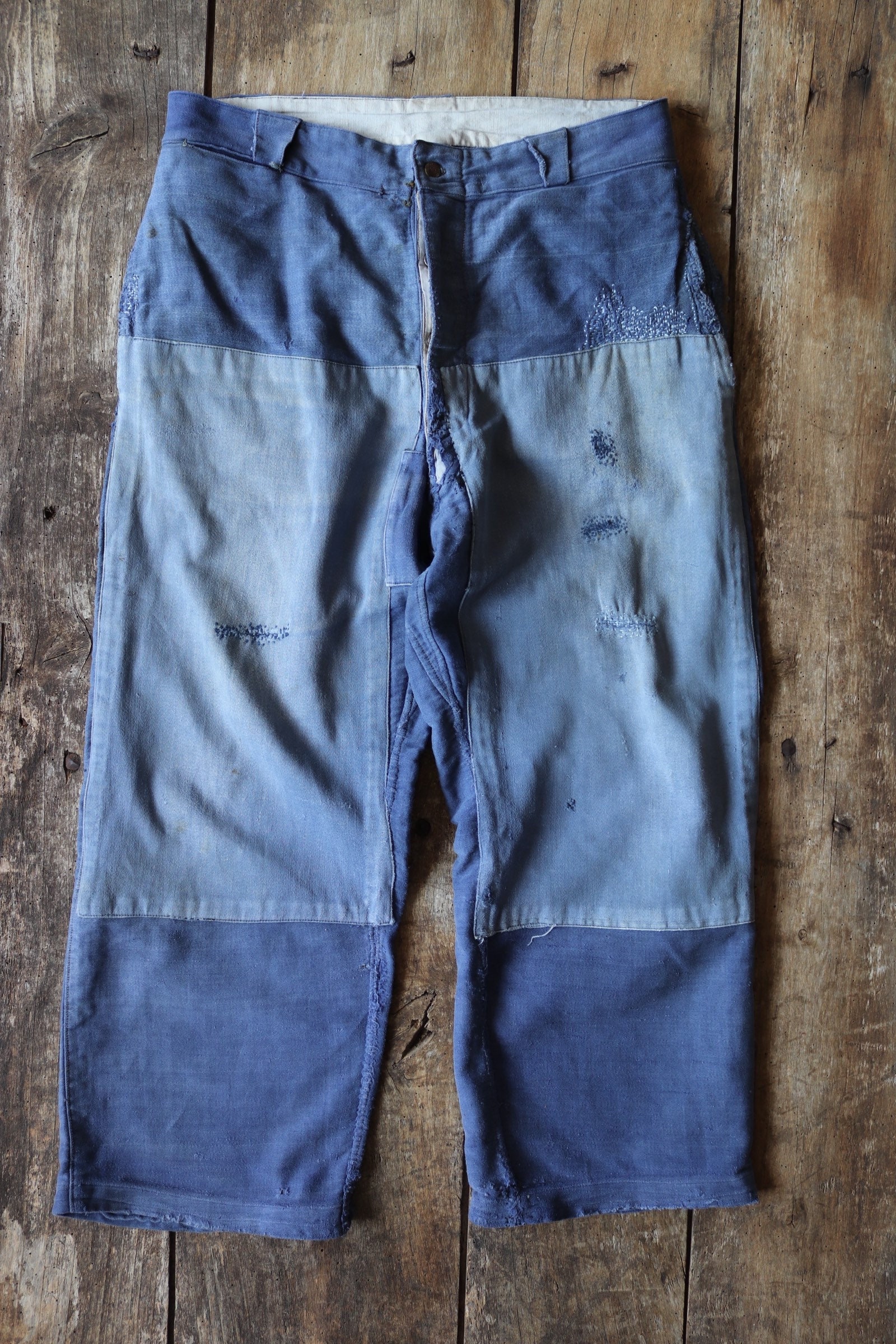 Vintage 1940s 40s 1950s 50s French indigo blue moleskin work 