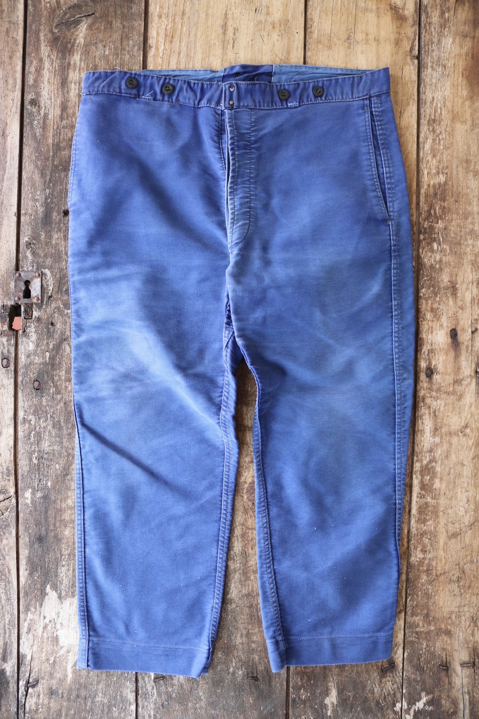 Vintage 1950s 50s french indigo blue bleu de travail moleskin chore