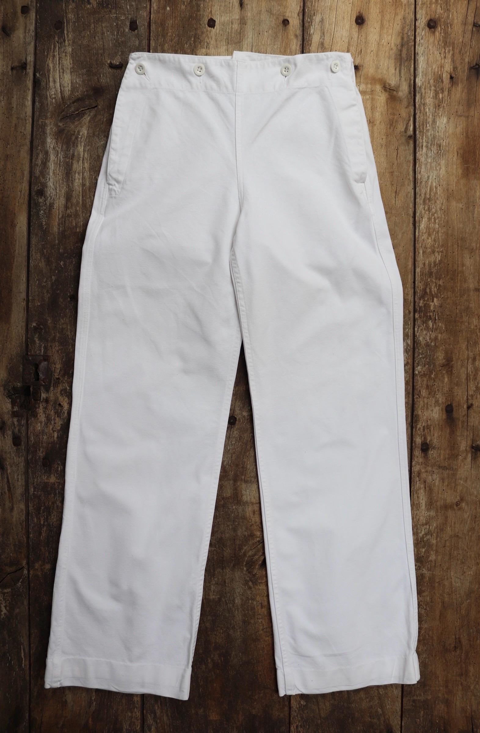 パンツ 1960s French vintage summer trousers Vintage 1960s French Military Trousers - White Cotton Marine