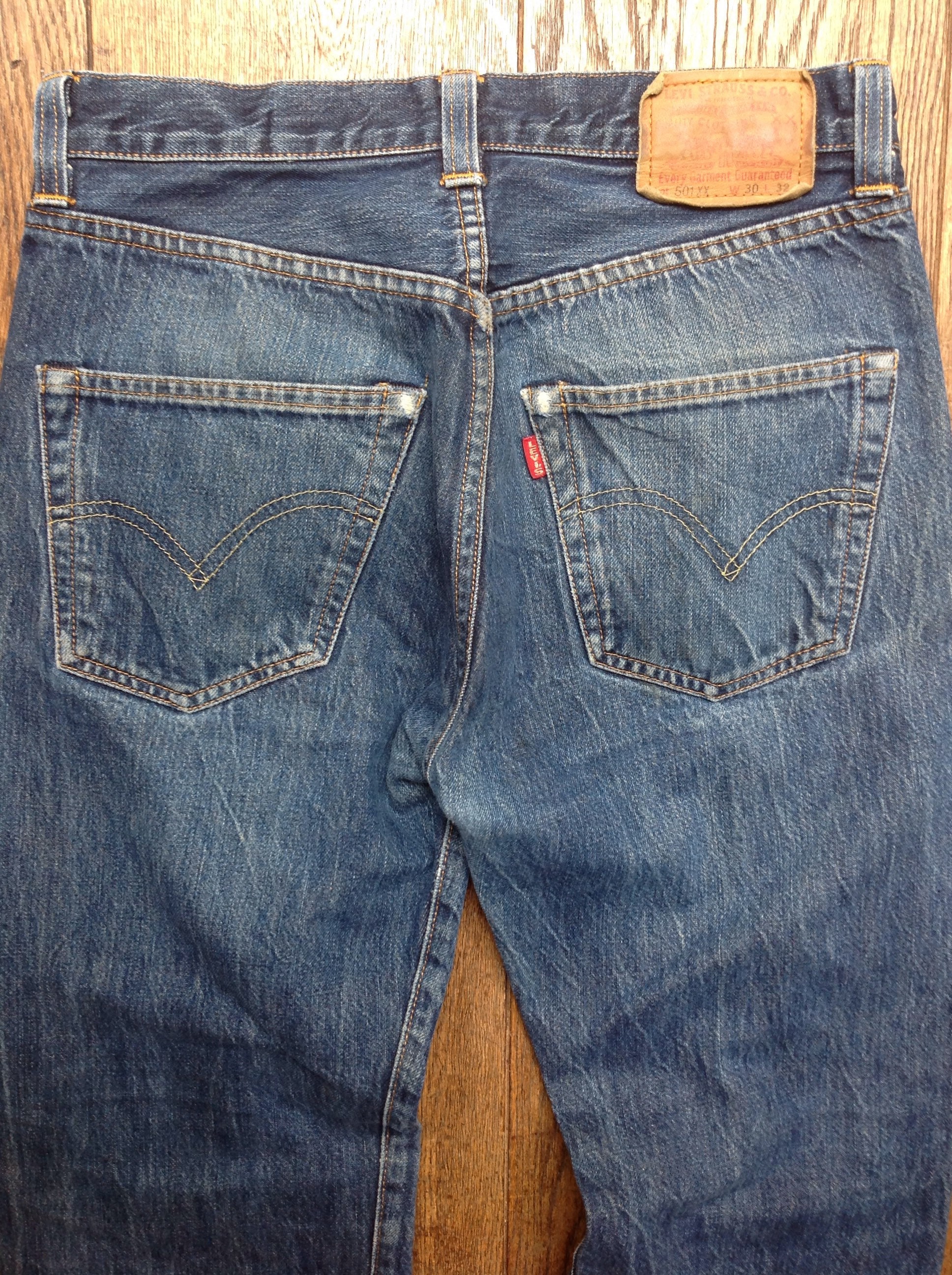 Vintage Levis LVC 501 XX indigo blue denim jeans big capital e red tab ...