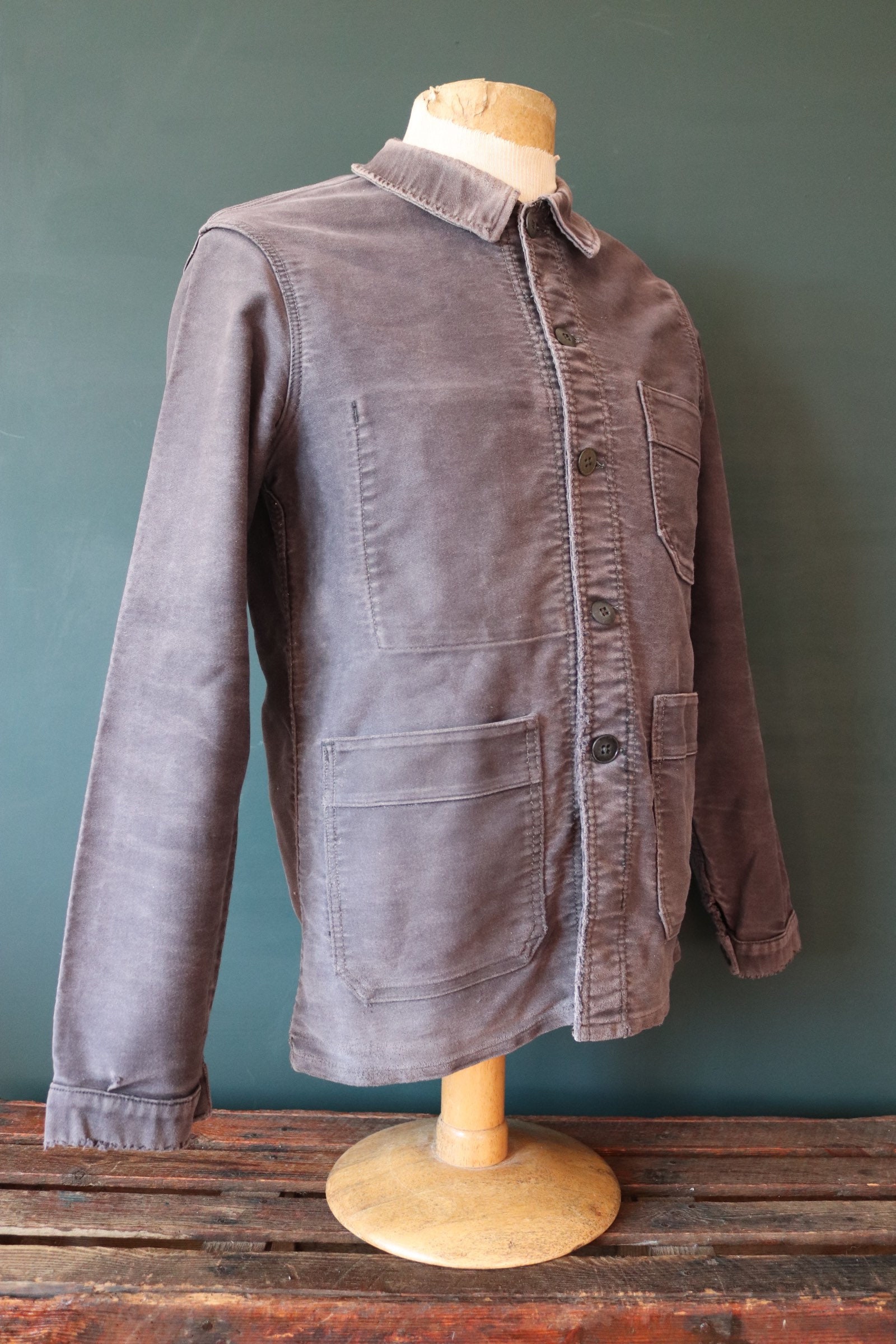 Vintage Black Moleskin Workwear Jacket - Le Mont St Michel 