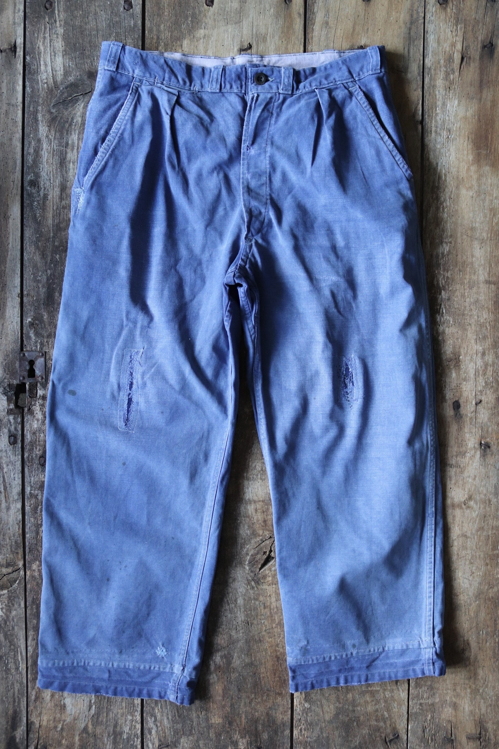 Vintage 1930s 30s 1940s 40s French blue cotton twill work chore ...