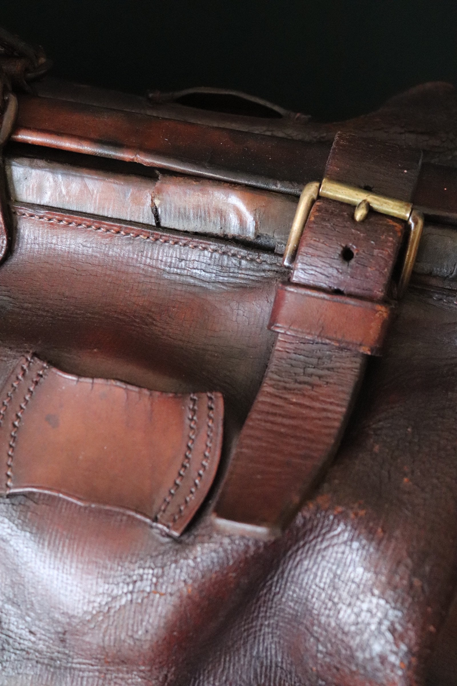 Large Vintage Leather Gladstone Bag Travel Bag Hand 