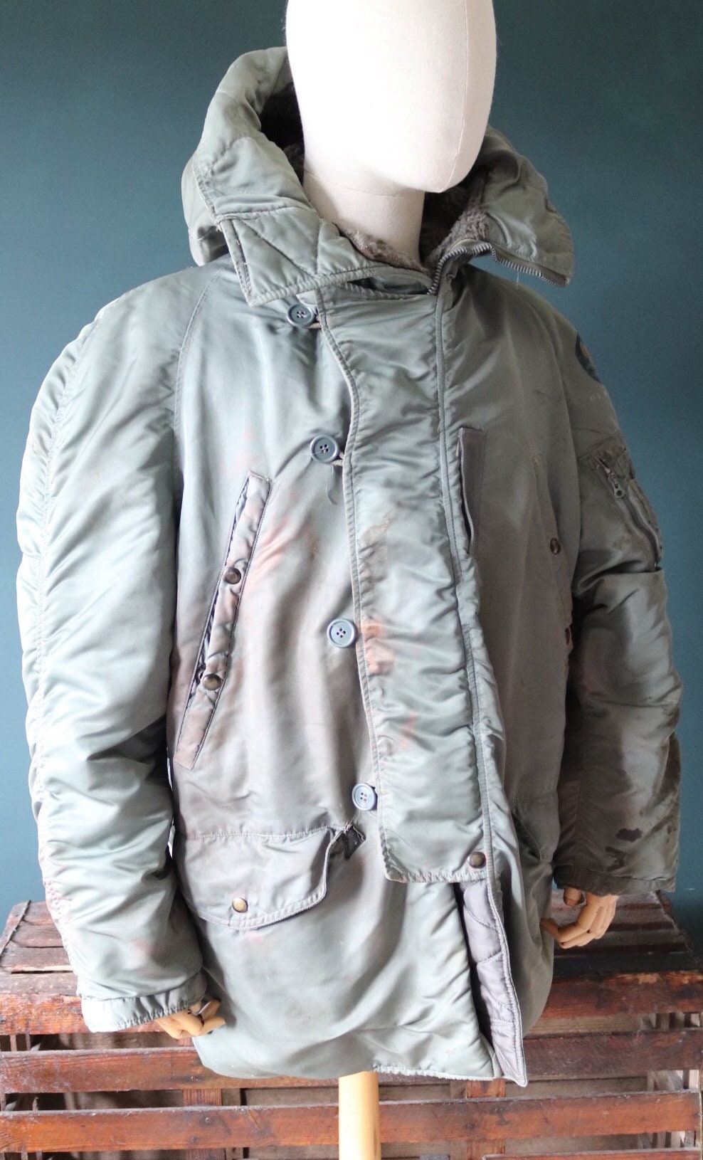 Vintage 1950s 50s USAF us Air Force N3B N3B khaki green snorkel parka