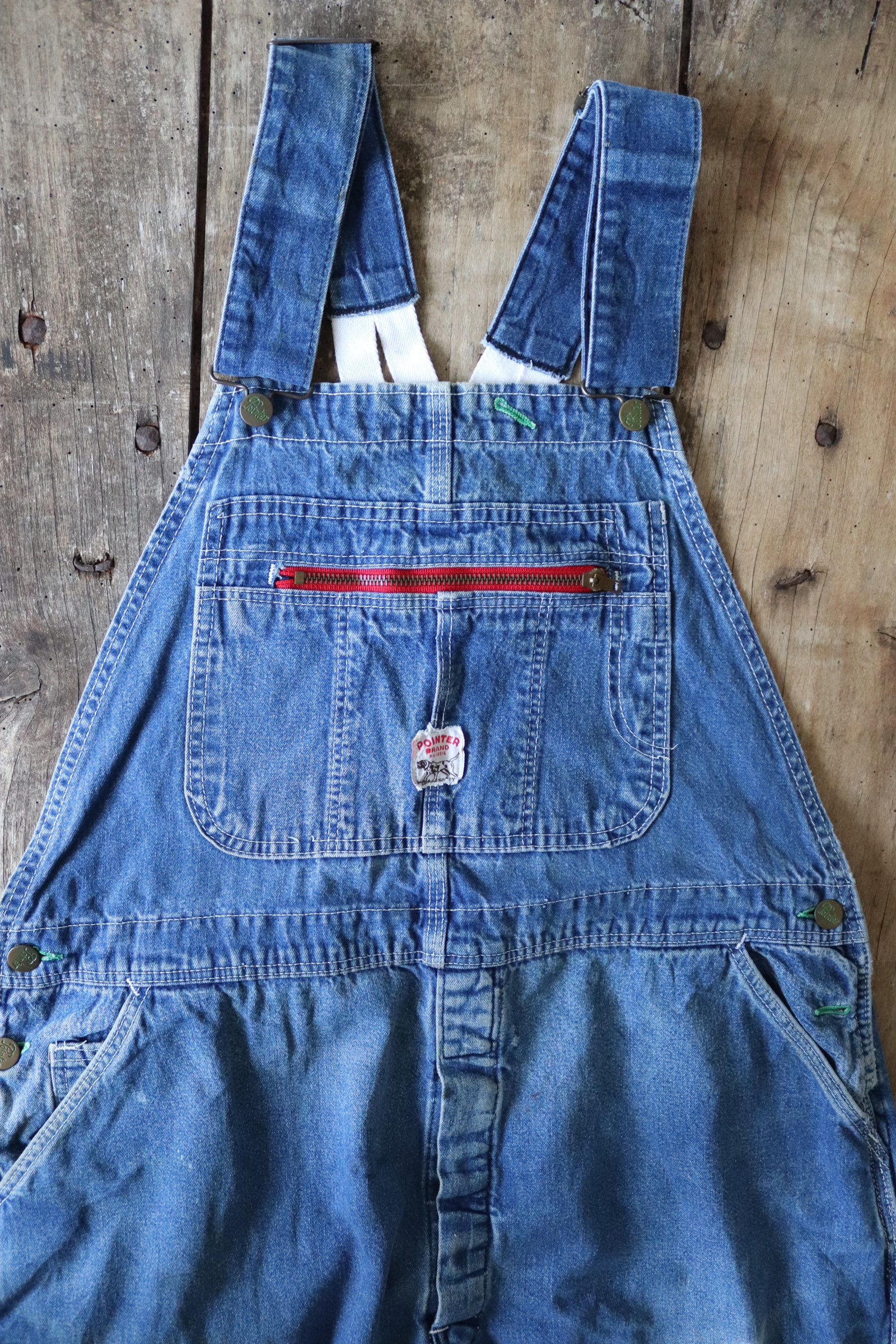 Vintage 1970s 70s Pointer indigo blue denim overalls dungarees low