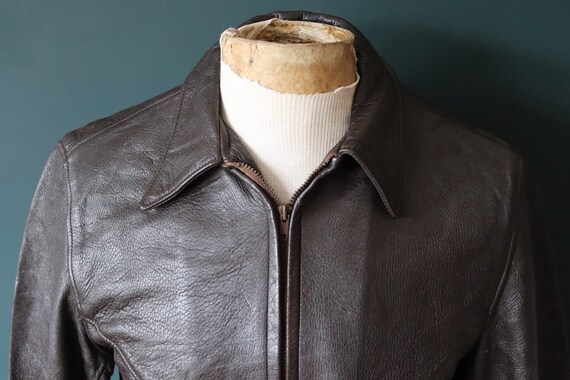 Vintage 1950s 50s Leather Jacket WB Place Brown Deerskin Car Vintage 1950s 50s Leather Jacket WB Place Brown Deerskin Car