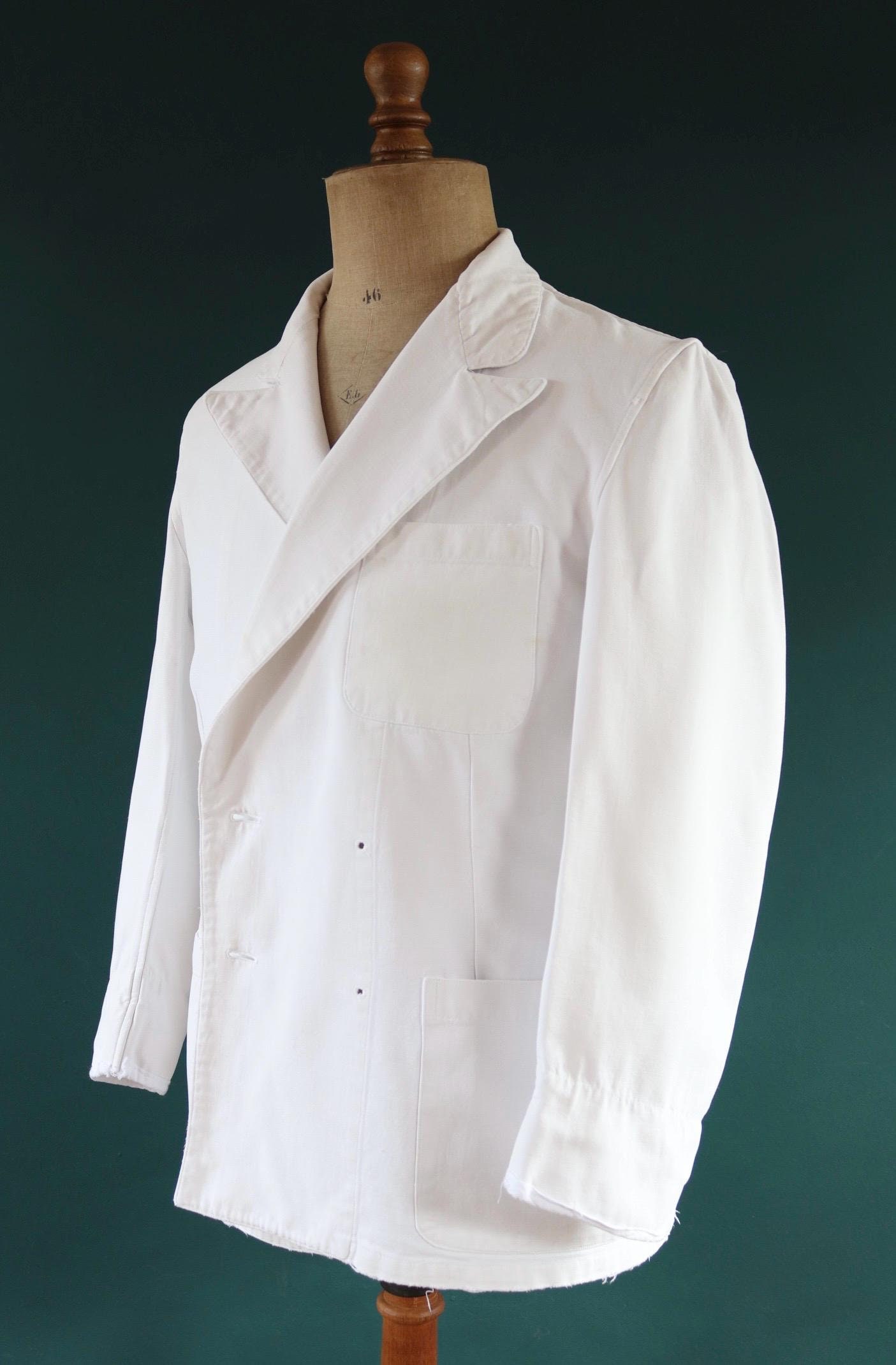 40s】French vintage Work White Jacket