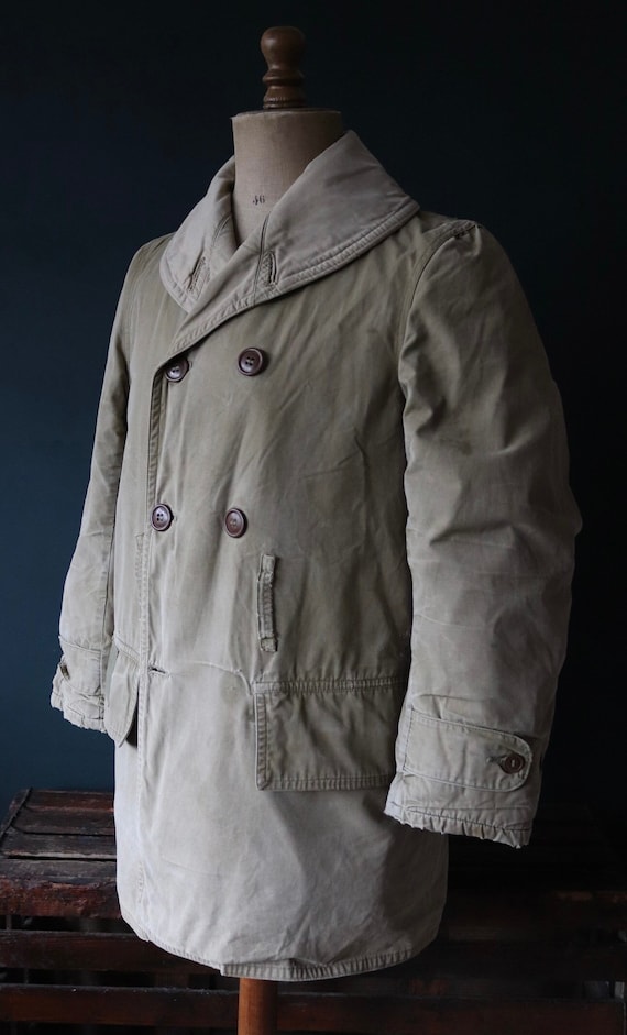 Vintage 1940s 40s WW2 US army military jeep coat mackinaw 42” chest work workwear chore shawl collar