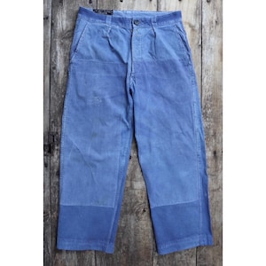 Vintage French Workwear Trousers: Patched Cotton Twill Chore Pants (32&quot; x 27&quot;)