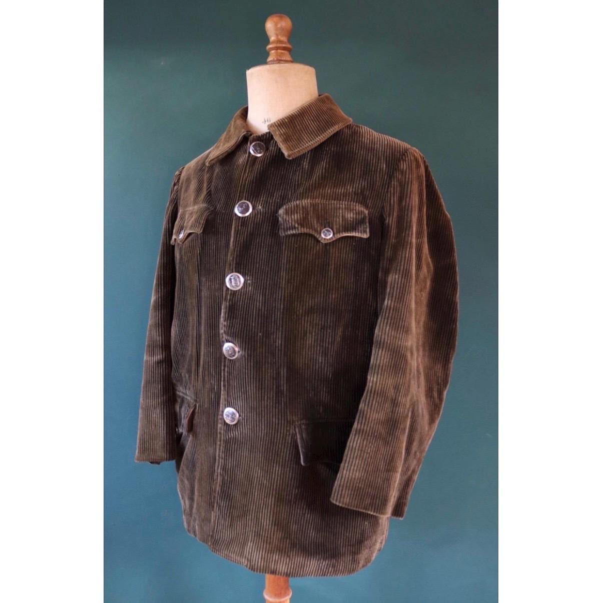 Vintage 1940s French Corduroy Workwear Jacket - Hunting Coat - 46