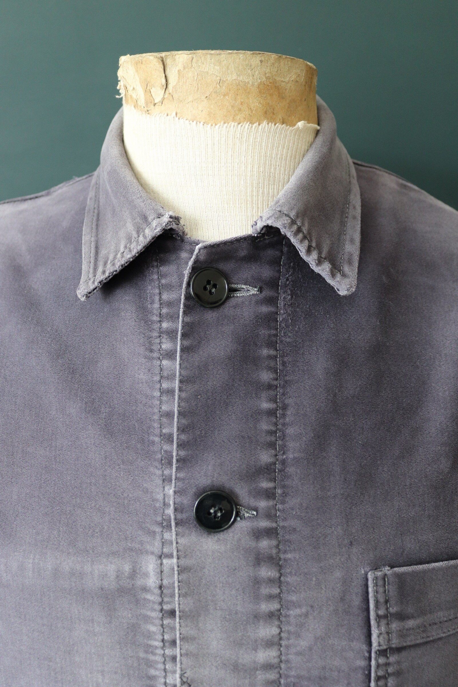 40's] French Vintage Black Moleskin Work Jacket 