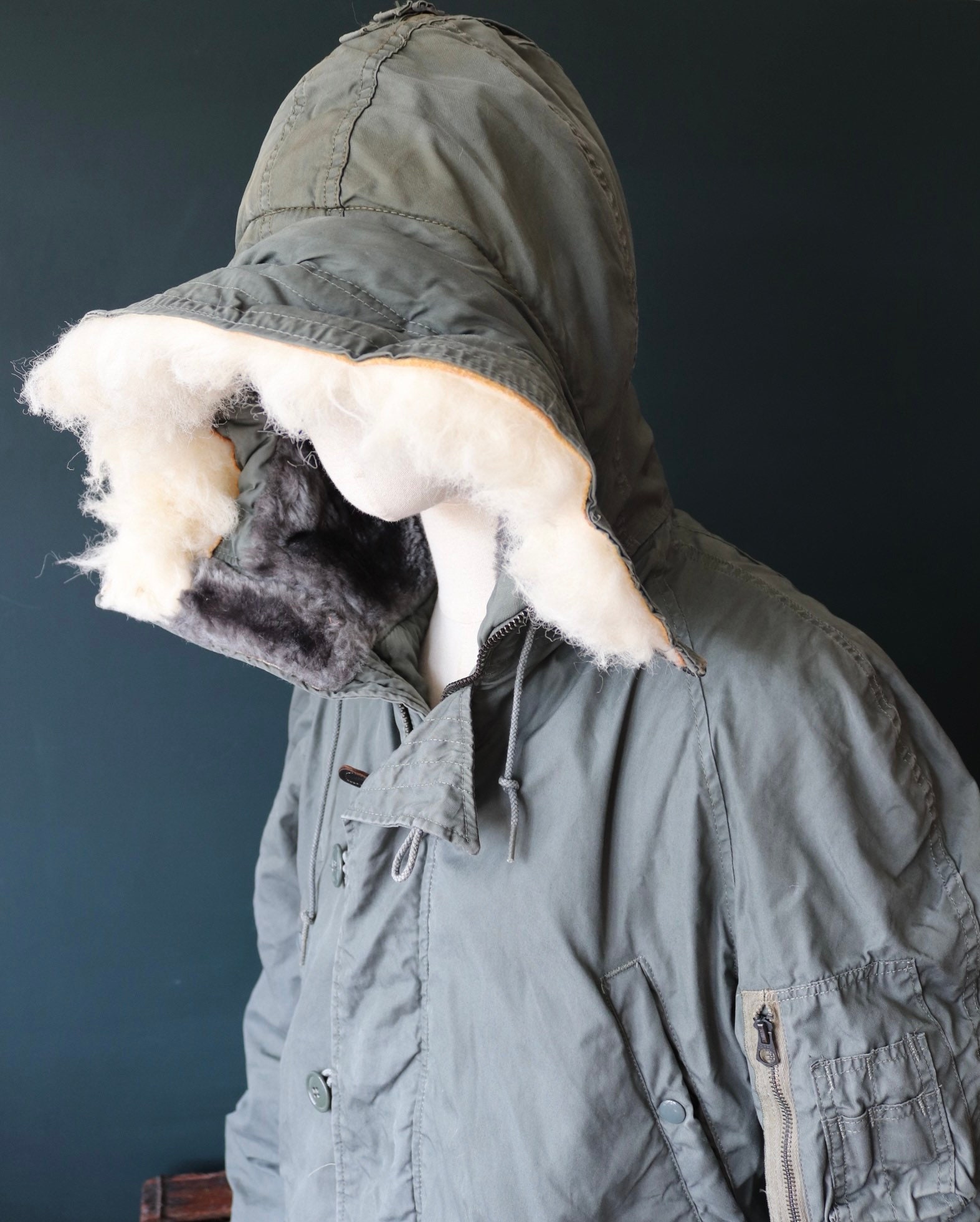 Vintage 1970s 70s USAF US Air Force N3B N3B green snorkel parka jacket