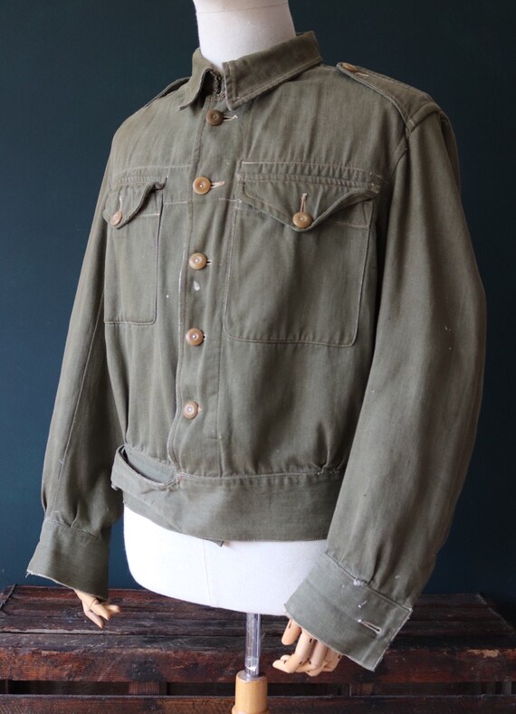 Vintage 1950s 50s khaki green British army denim b