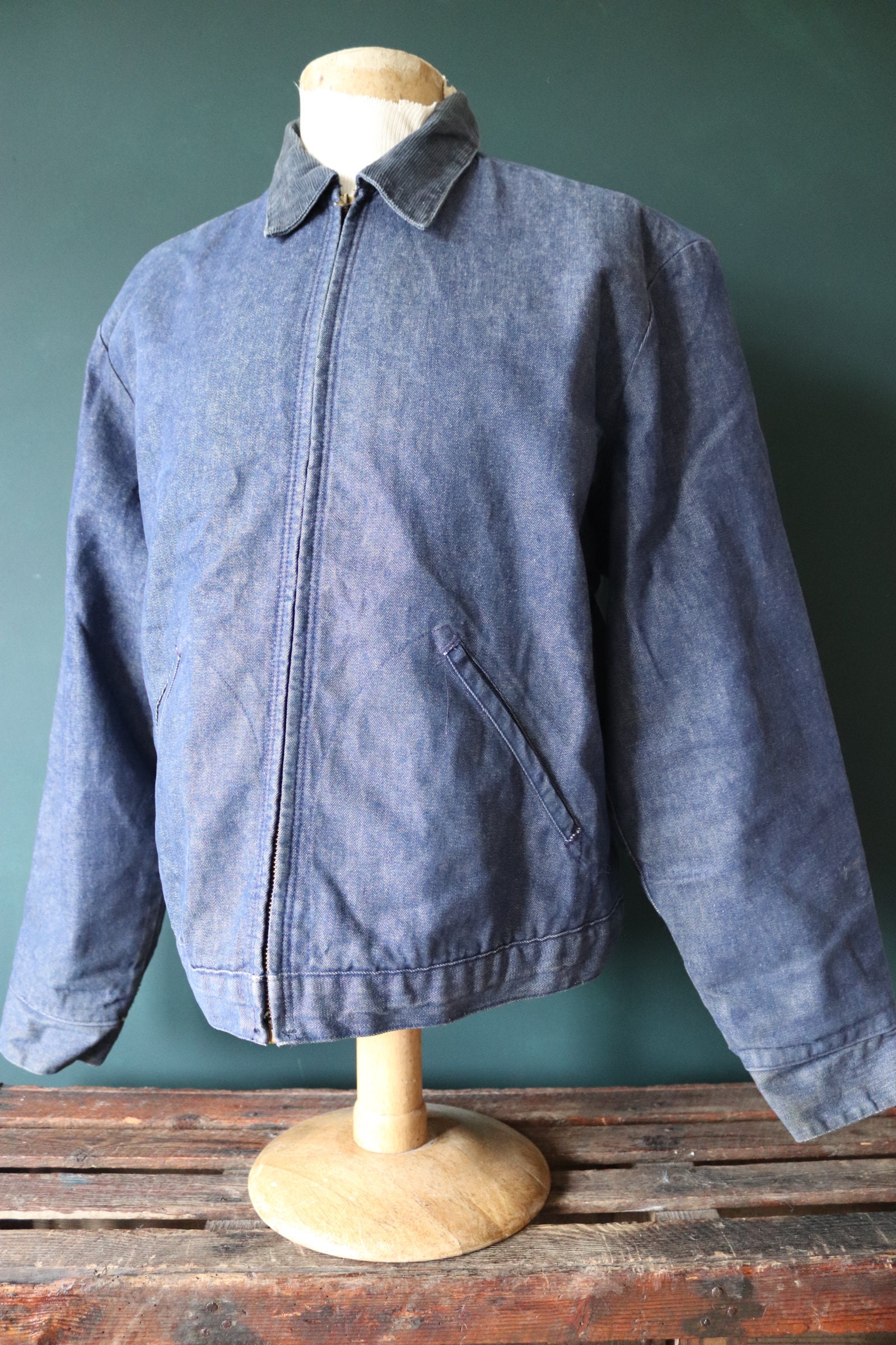 Vintage 1960s 60s 1970s 70s Blue Bell denim blanket lined work 